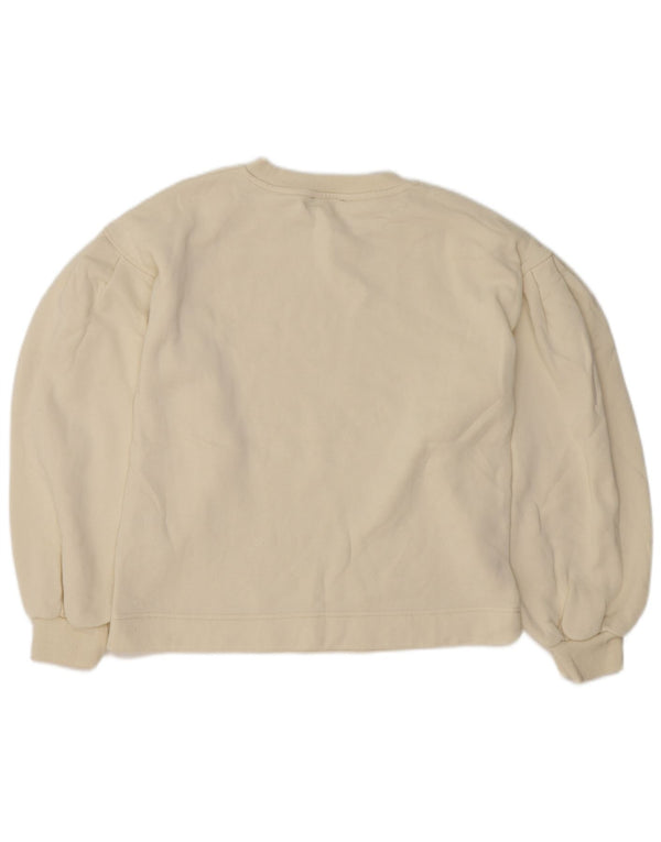 Zara Womens Oversized Sweatshirt Jumper UK 10 Small Off White Bomuld