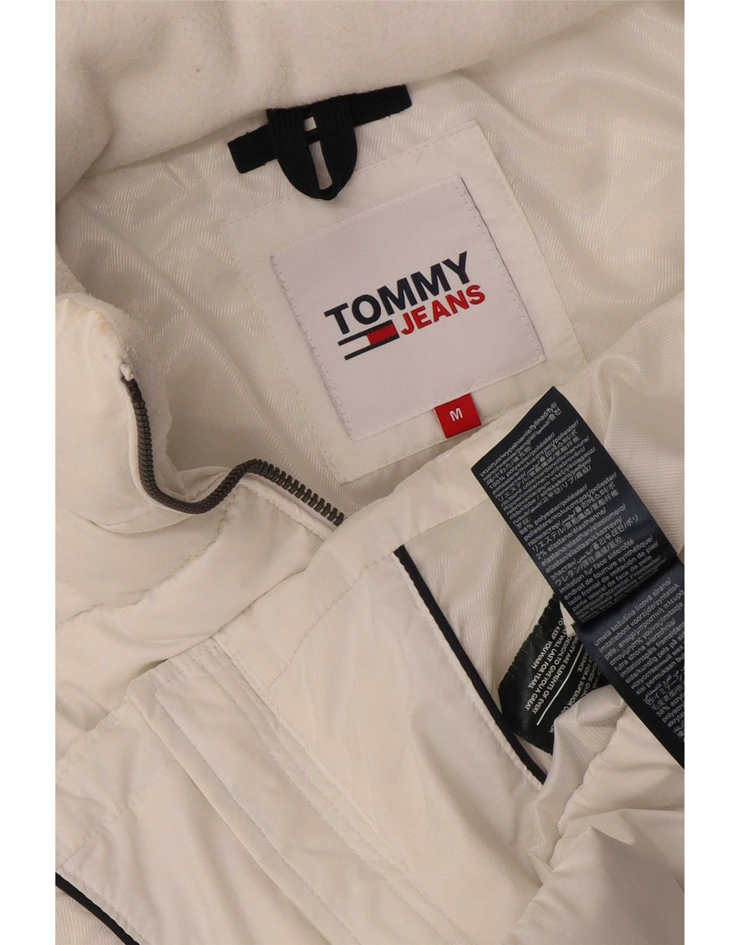 Tommy Hilfiger Dame Hættejakke UK 14 Medium White Polyester