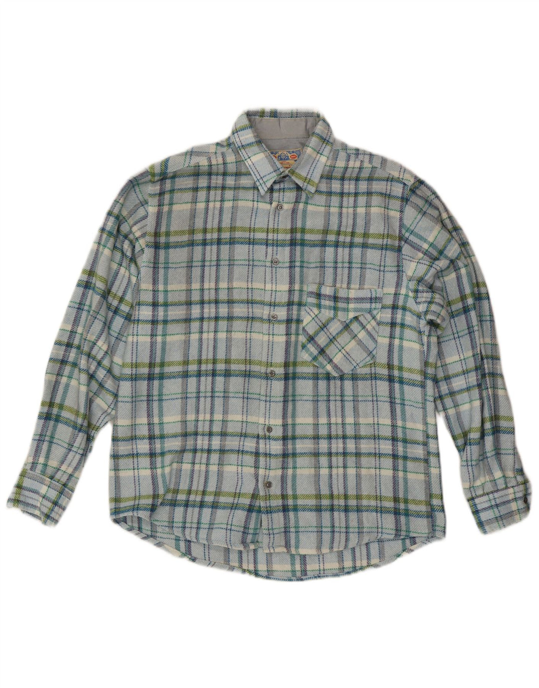 Vintage herre skovhugger flannel skjorte medium blå ternet