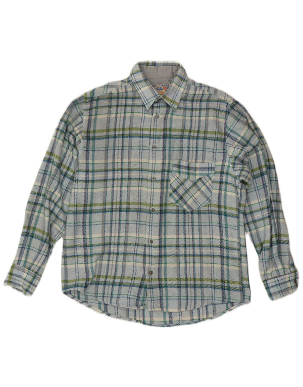 Vintage herre skovhugger flannel skjorte medium blå ternet