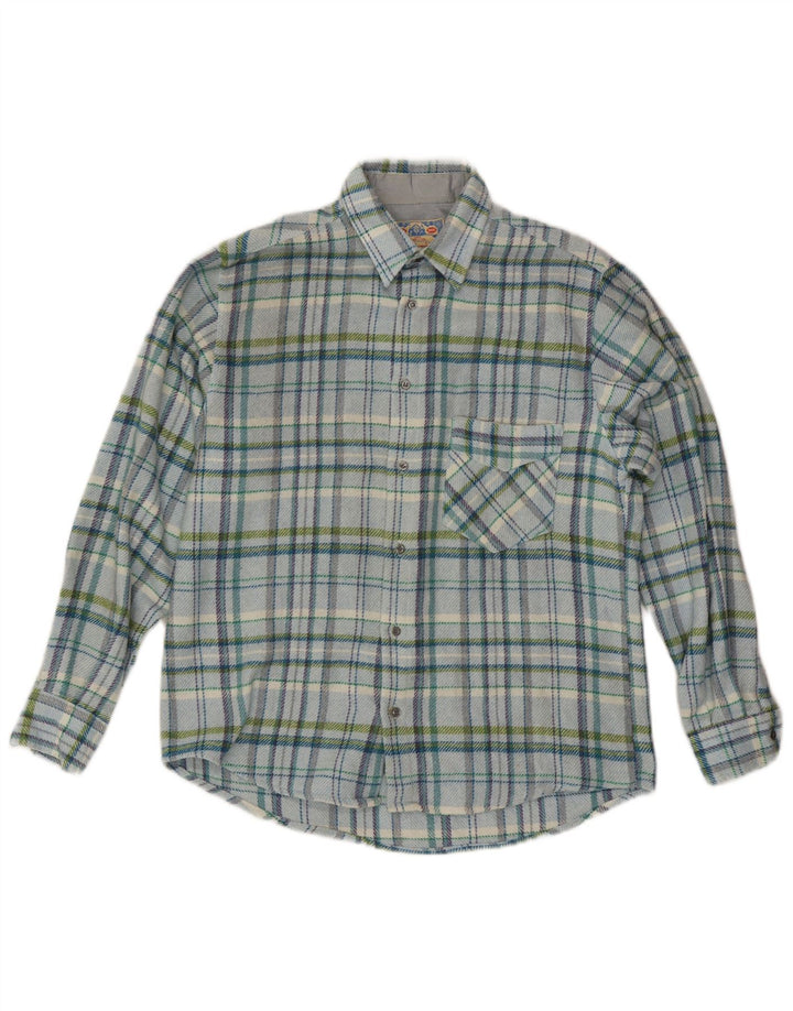 Vintage herre skovhugger flannel skjorte medium blå ternet