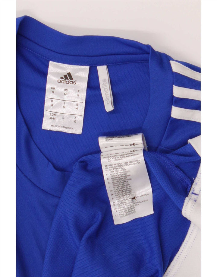 Adidas Herre Climalite T-Shirt Top Medium Blue Colourblock Polyester