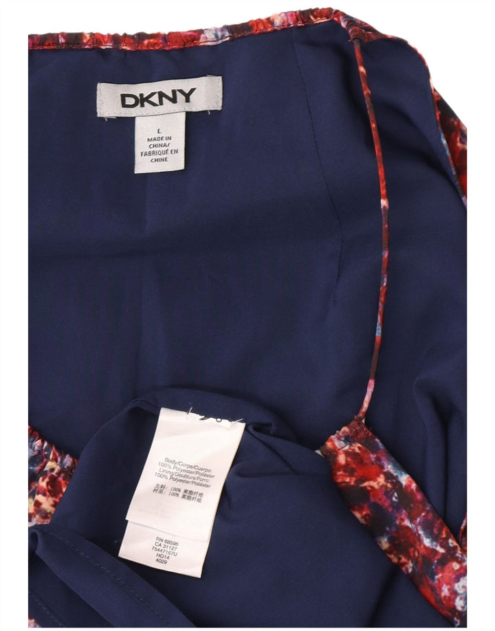 Dkny Womens Abstrakt Mønster Ærmeløs Skede Kjole UK 14 Large Red