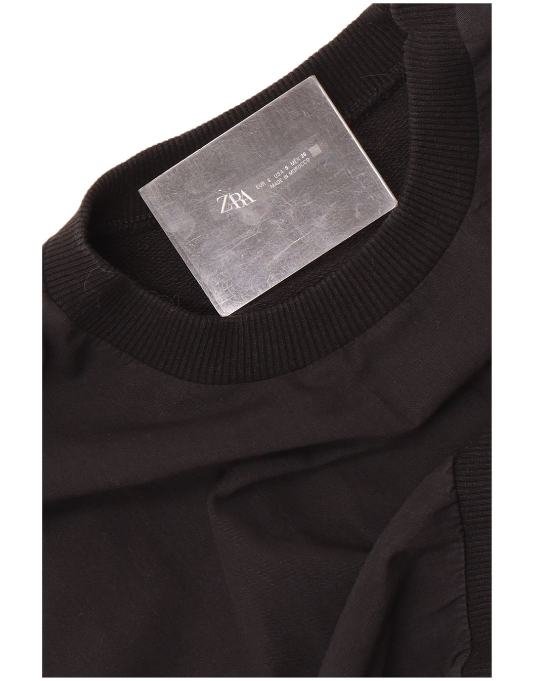 Zara Womens Crop Sweatshirt Jumper UK 10 Small Black