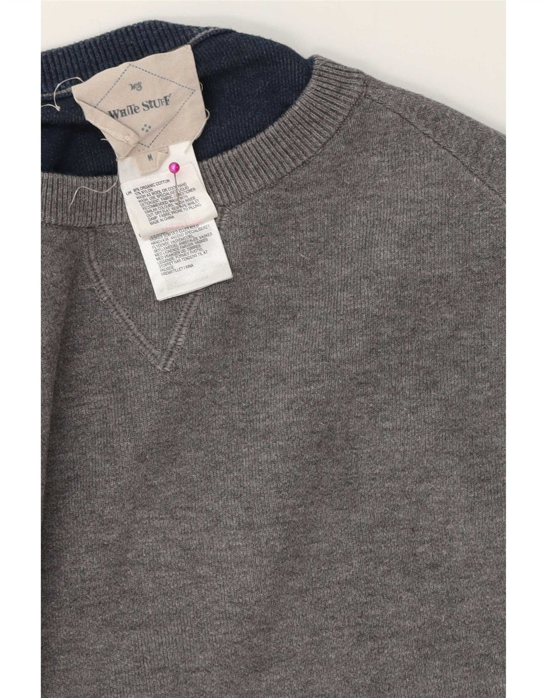 White Stuff Herre Crew Neck Jumper Sweater Medium Grey Bomuld