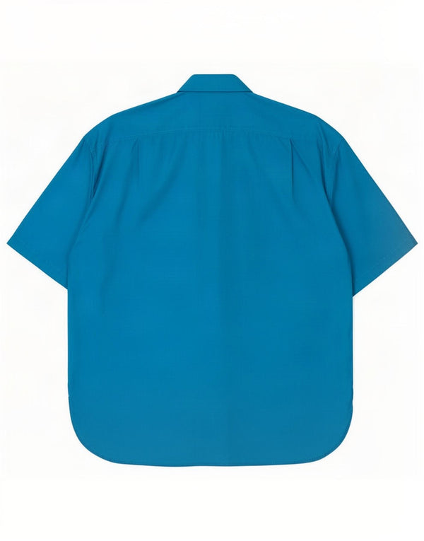 Vintage kortærmet skjortebluse til kvinder UK 18 XL Blå