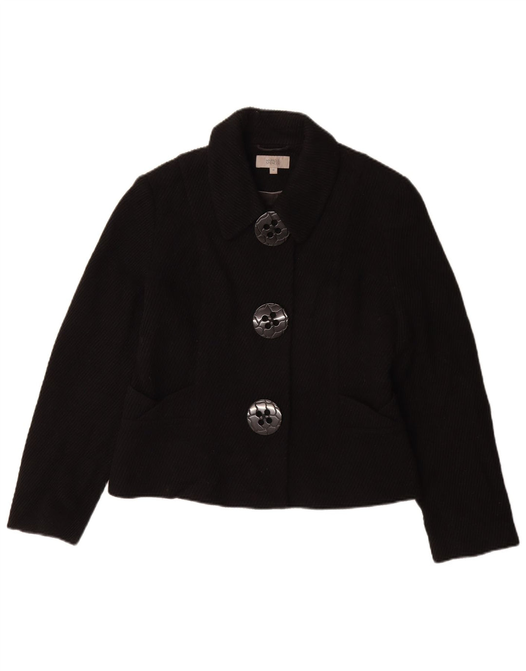 Marks & Spencer Kort overfrakke til kvinder UK 14 Medium Black Viscose