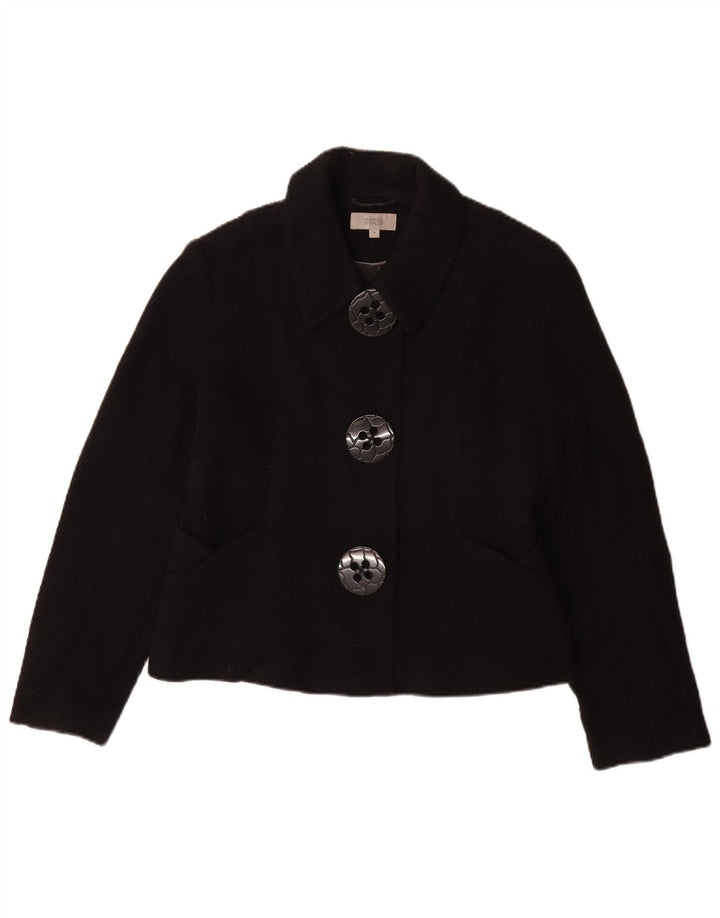 Marks & Spencer Kort overfrakke til kvinder UK 14 Medium Black Viscose