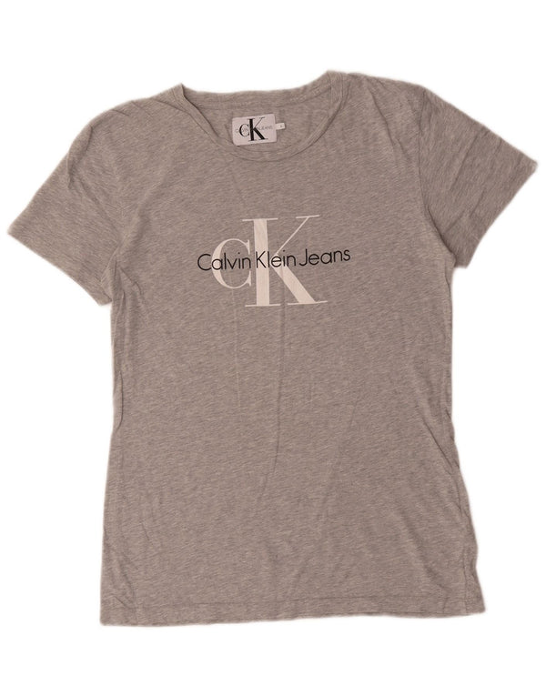 Calvin Klein Jeans Herre Grafisk T-Shirt Top UK 14 Stor Grå Bomuld