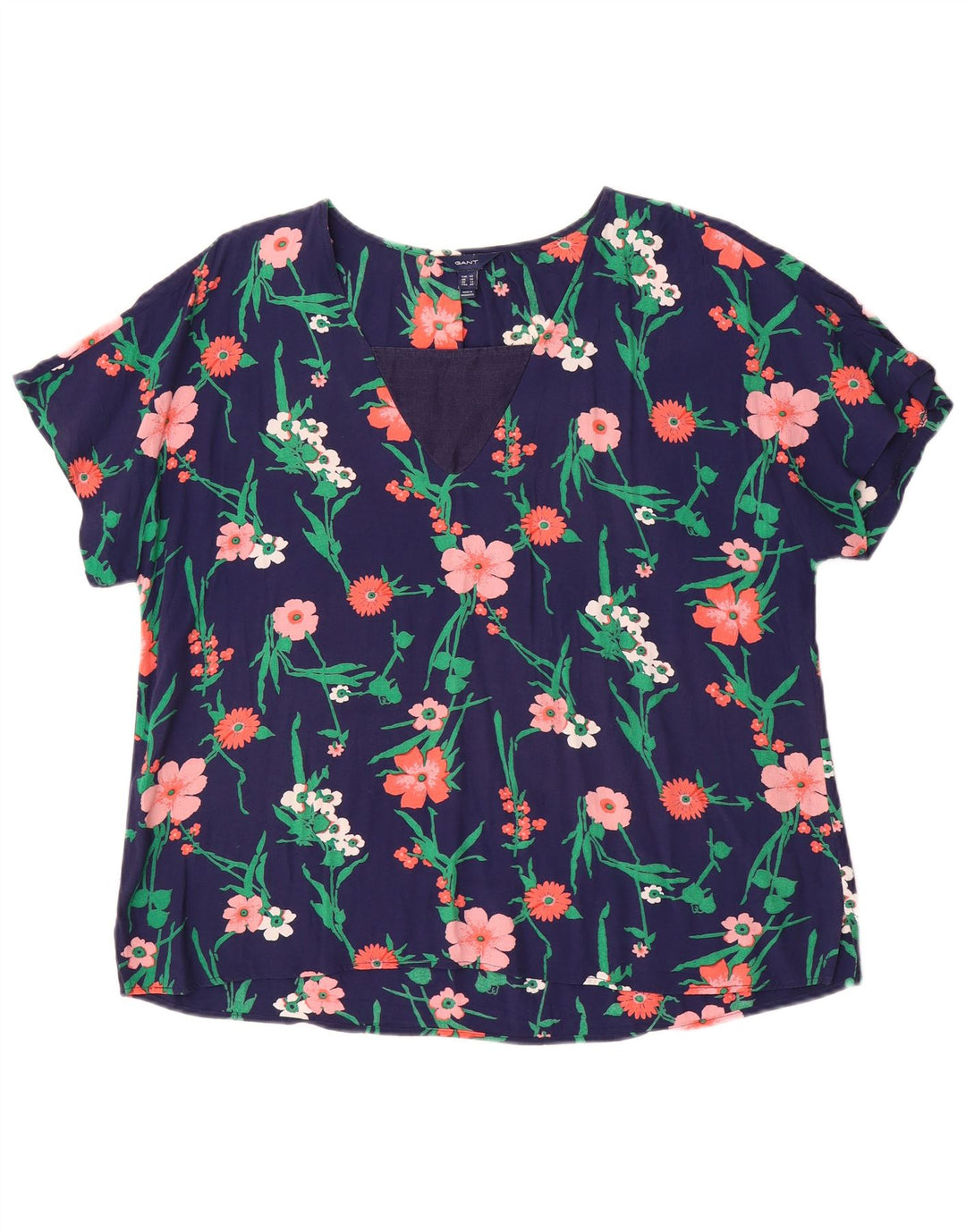 Gant Dame Bluse Top UK 16 Large Navy Blue Floral
