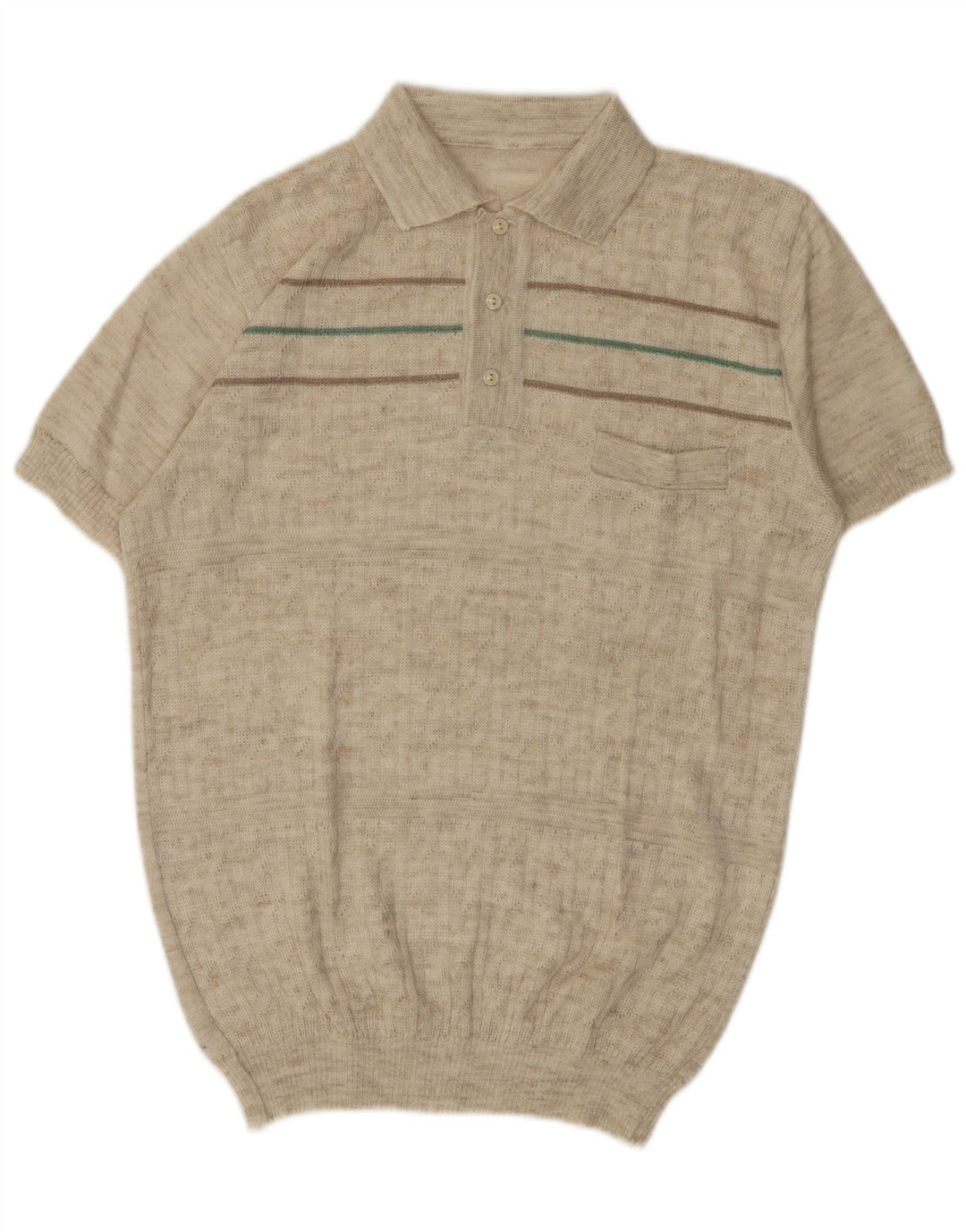 Vintage poloskjorte til mænd mellem beige stribet