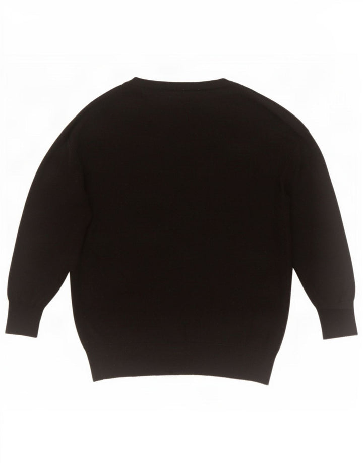 Zara Womens Oversized V-hals sweater UK 10 Small Black Polyester