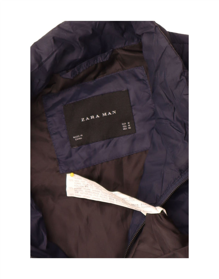 Zara Herre Polstret Gilet UK 38 Medium Navy Blue Nylon