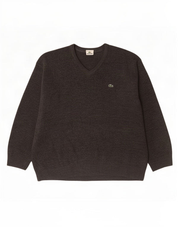 Lacoste Herre V-hals sweater Str. 6 XL Grå Virgin Wool