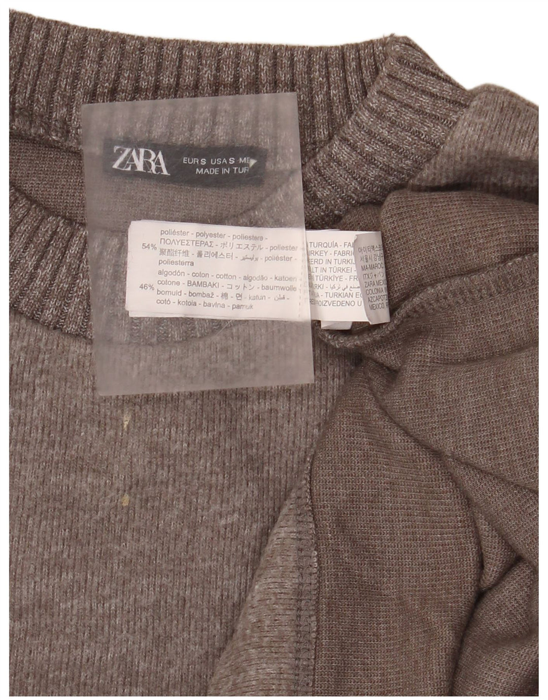 Zara Dame Oversized Crew Neck Jumper Sweater UK 10 Small Grey Polyester