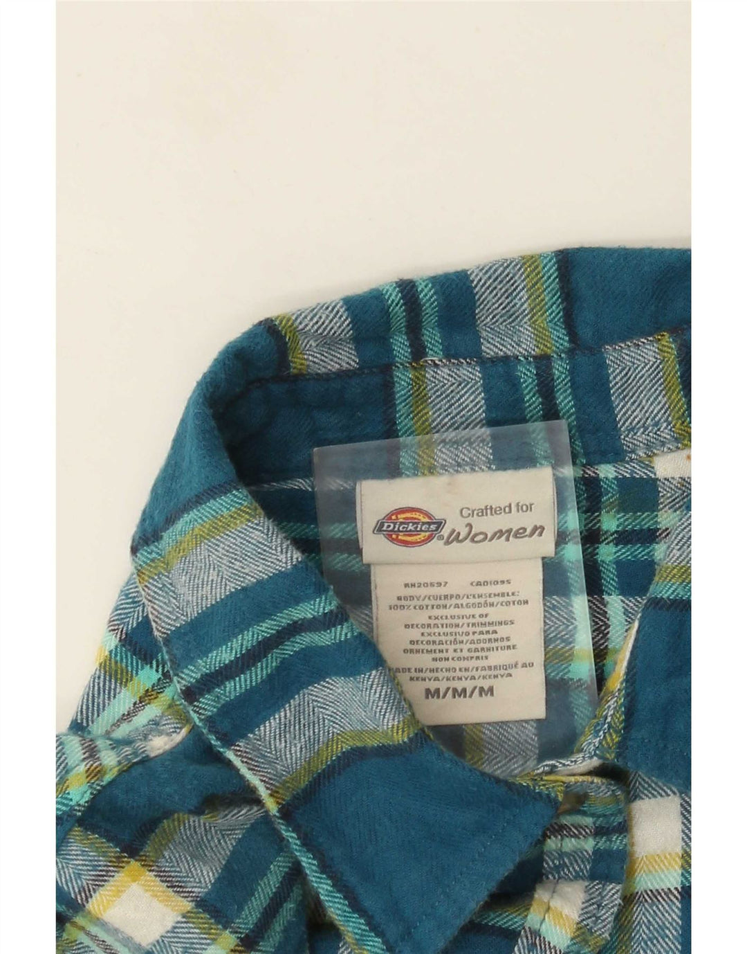 Dickies Dame Flanelskjorte UK 14 Medium Blue Plaid Bomuld