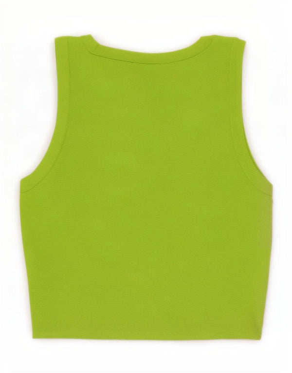 Zara Womens Crop Vest Top UK 8 Small Green Viscose