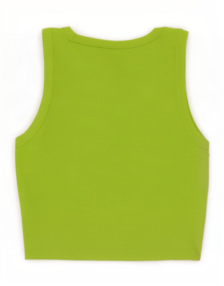 Zara Womens Crop Vest Top UK 8 Small Green Viscose