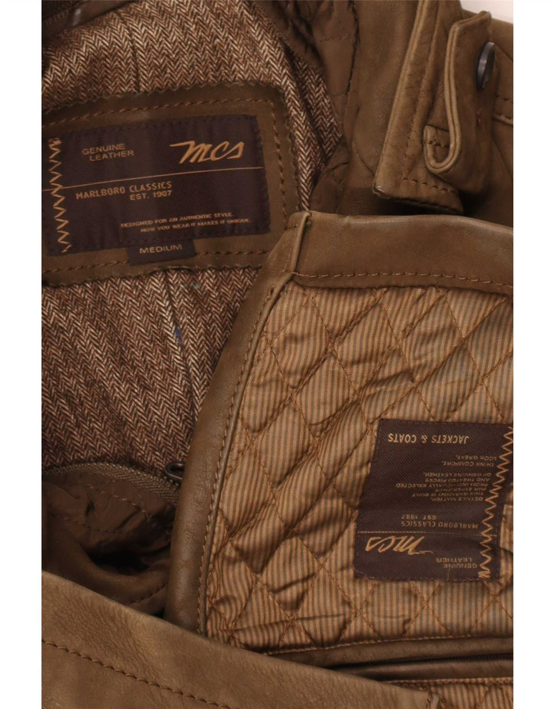 Marlboro Classics Herre Læderjakke UK 38 Medium Brun