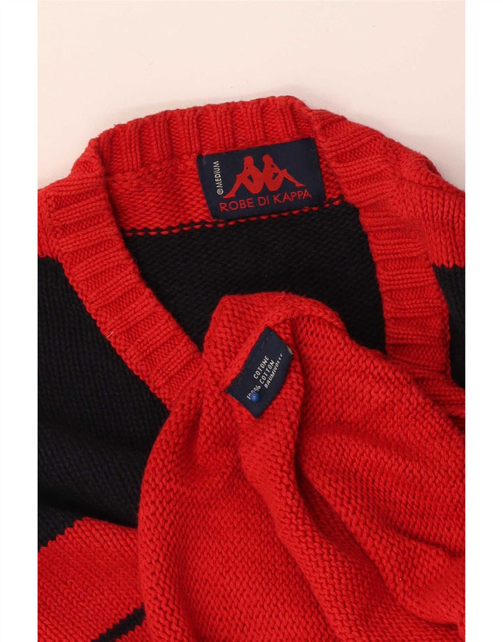 Kappa Herre V-hals sweater Medium Rød Colourblock Bomuld
