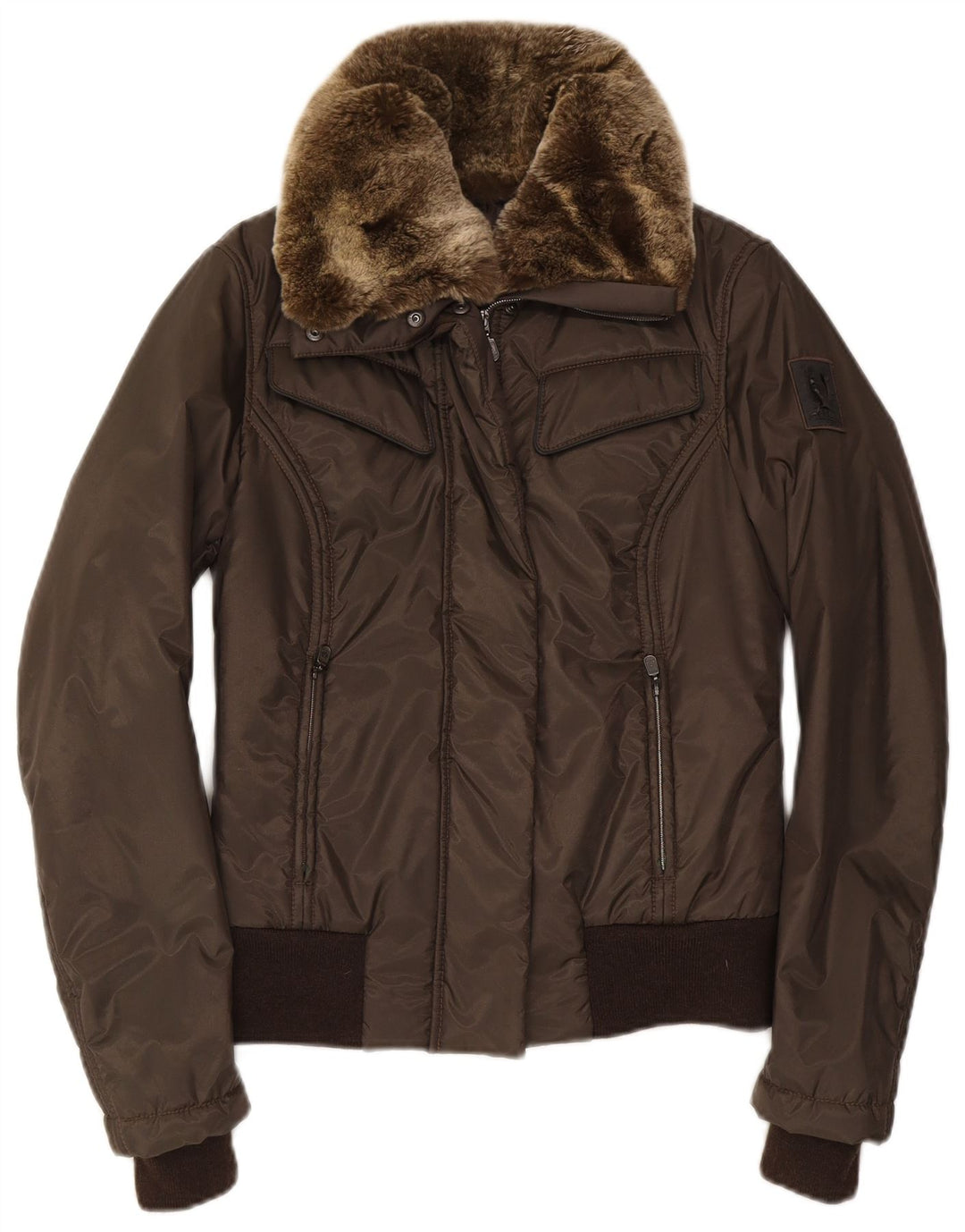 BELSTAFF Womens Bomber Jacket IT 40 Small Brown Polyester