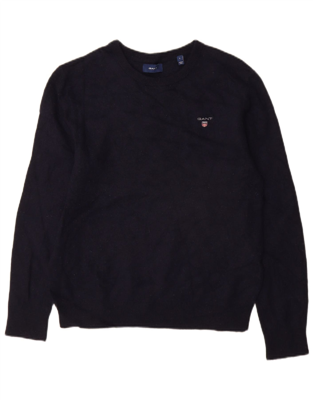 Gant Dame Crew Neck Jumper Sweater UK 14 Large Navy Blue Wool