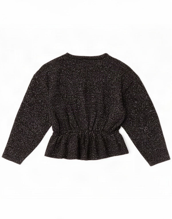 Vintage Dame Boat Neck Jumper Sweater UK 14 Medium Black Flecked