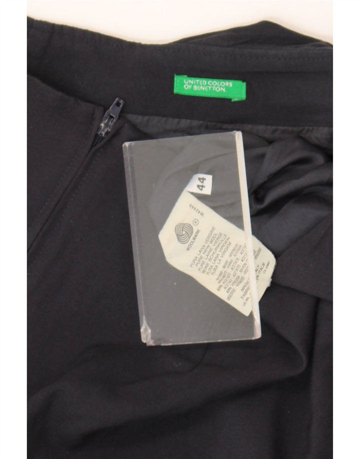 Benetton Dame Mini Nederdel IT 44 Medium W28 Marineblå Virgin Wool
