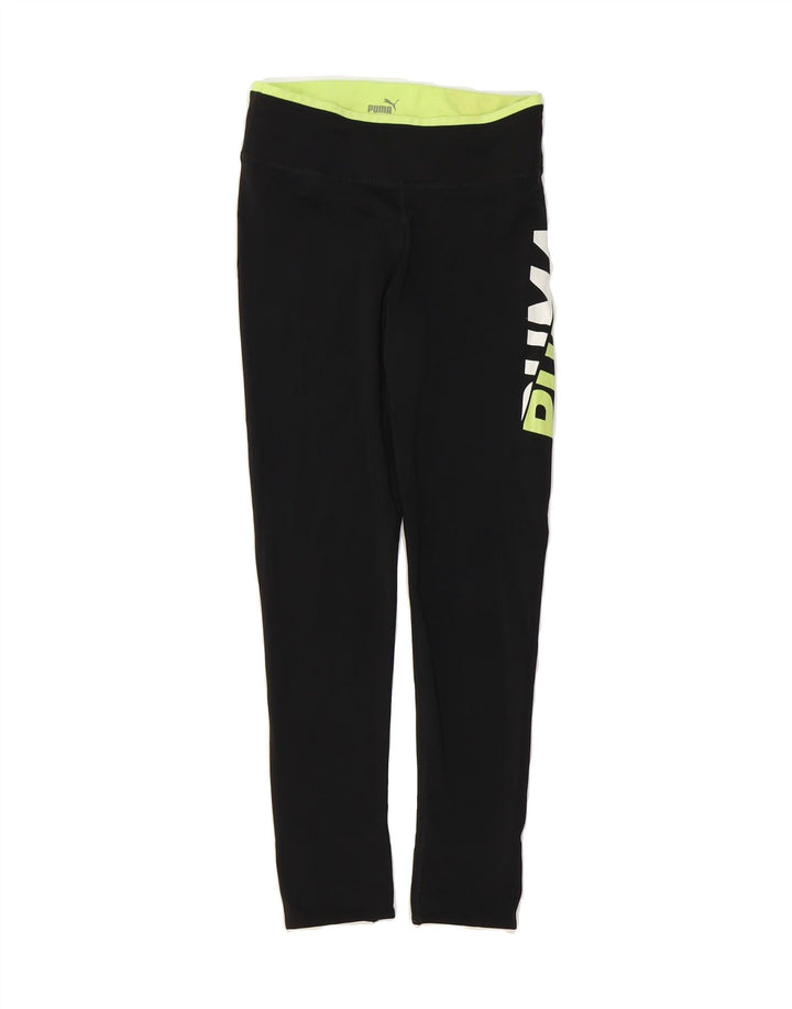 PUMA Girls Graphic Leggings 11-12 Years Black Polyester Vintage Puma and Second-Hand Puma from Messina Hembry 