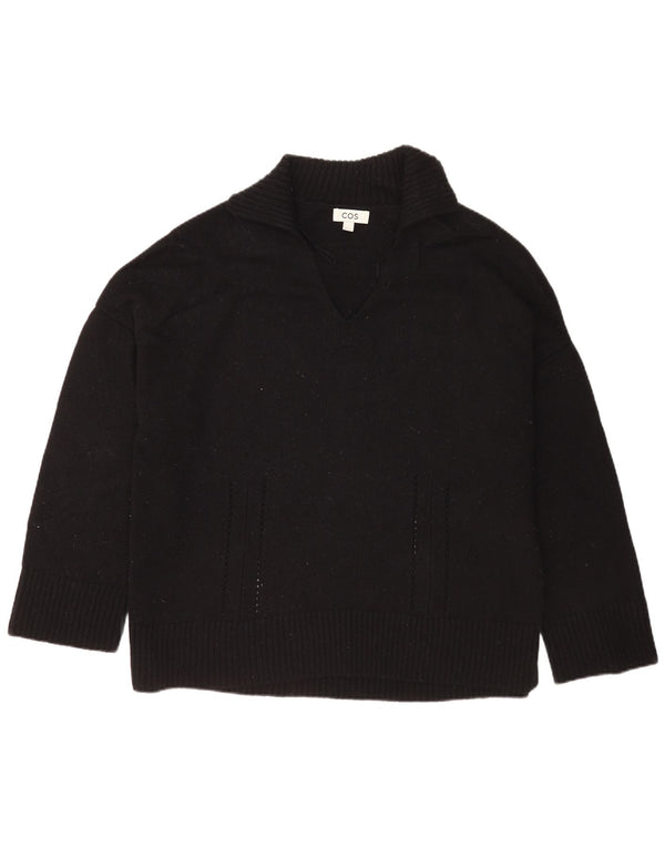 Cos Womens Relaxed Fit Polo Neck Jumper Sweater UK 16 Large Black Wool