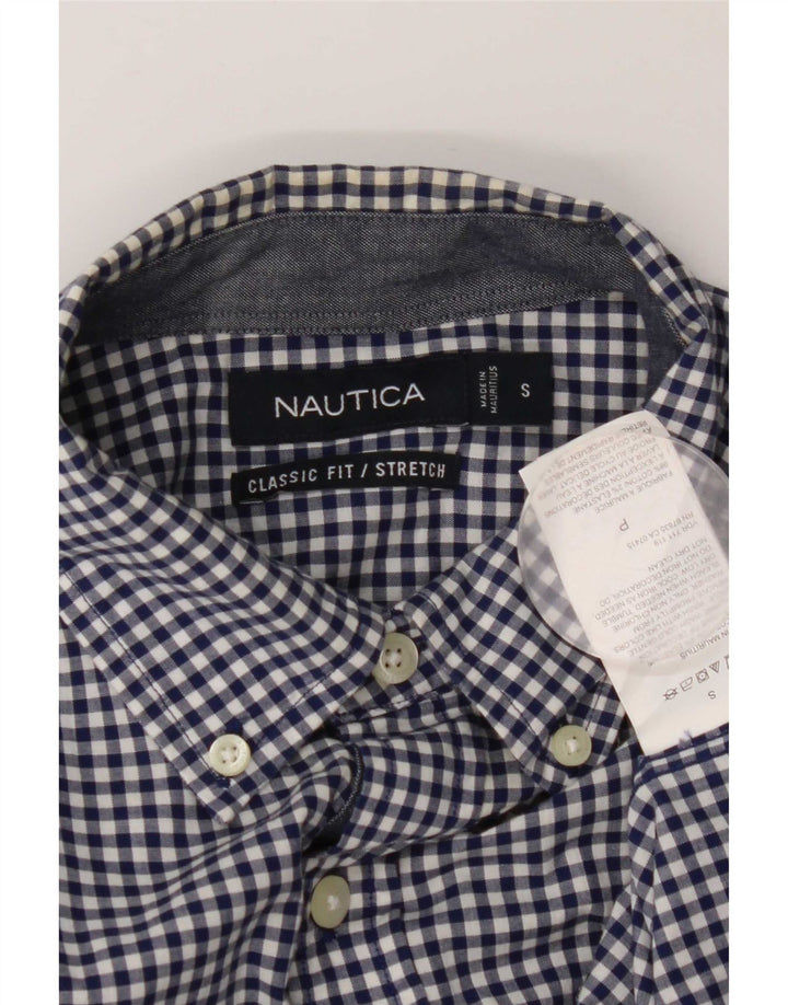 Nautica Stretch Classic Fit skjorte til mænd, lille marineblå Gingham bomuld