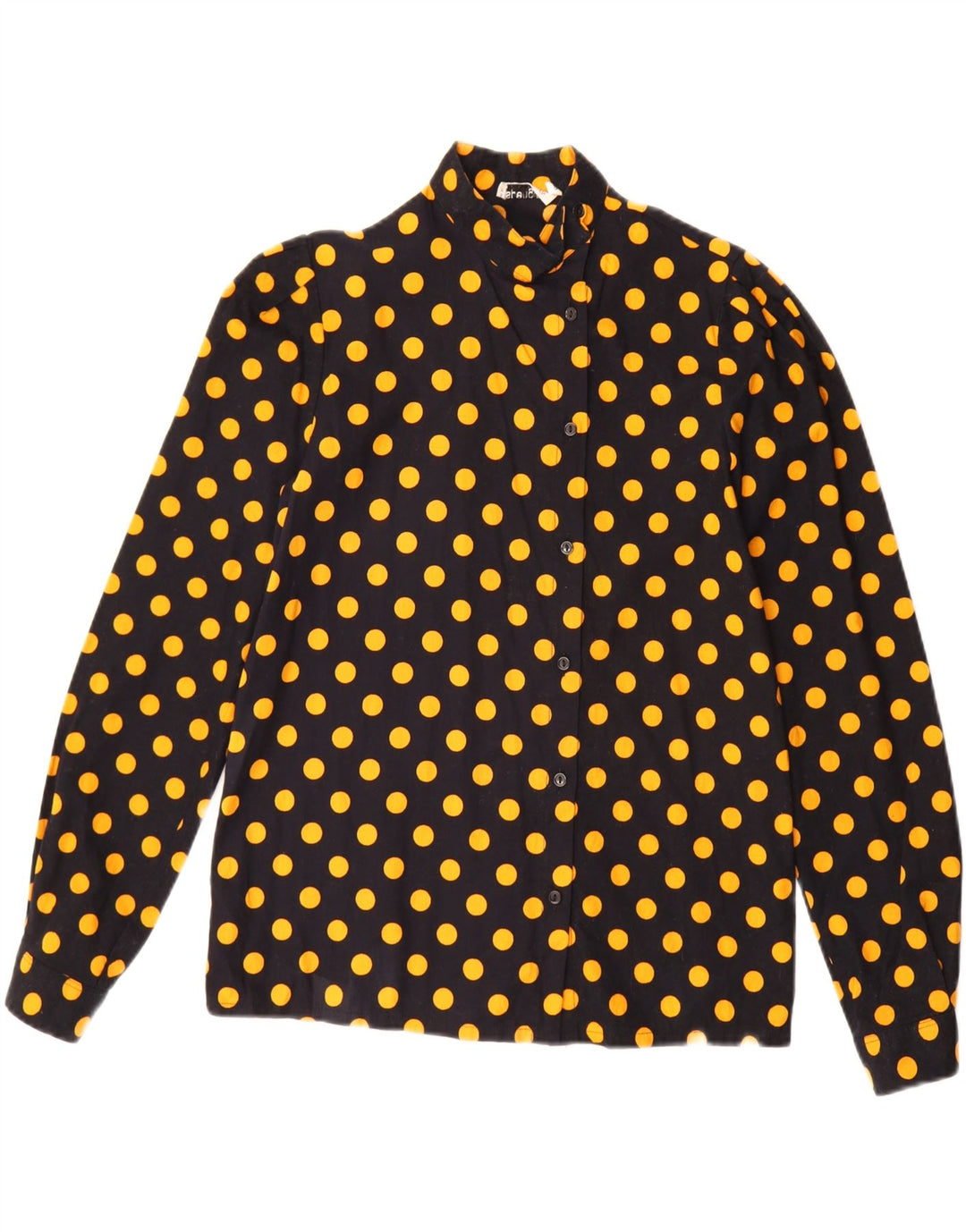 Vintage dameskjorte bluse EU 38 Medium Sort Polka Dot Bomuld