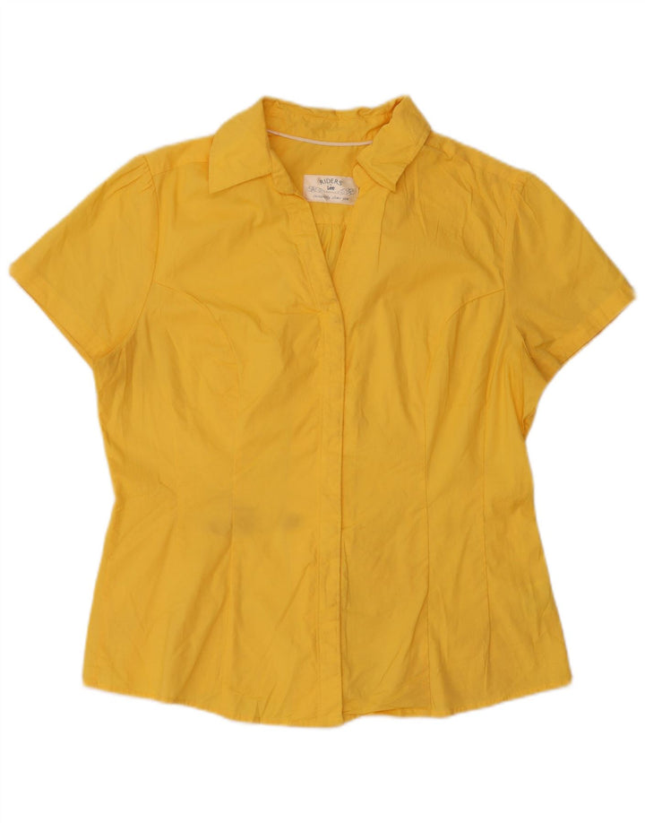 LEE Womens Riders kortærmet skjorte UK 14 Medium Yellow Cotton