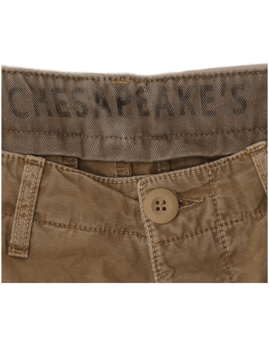 Vintage Herre Cargo Shorts W33 Medium Khaki Nålestribet Bomuld