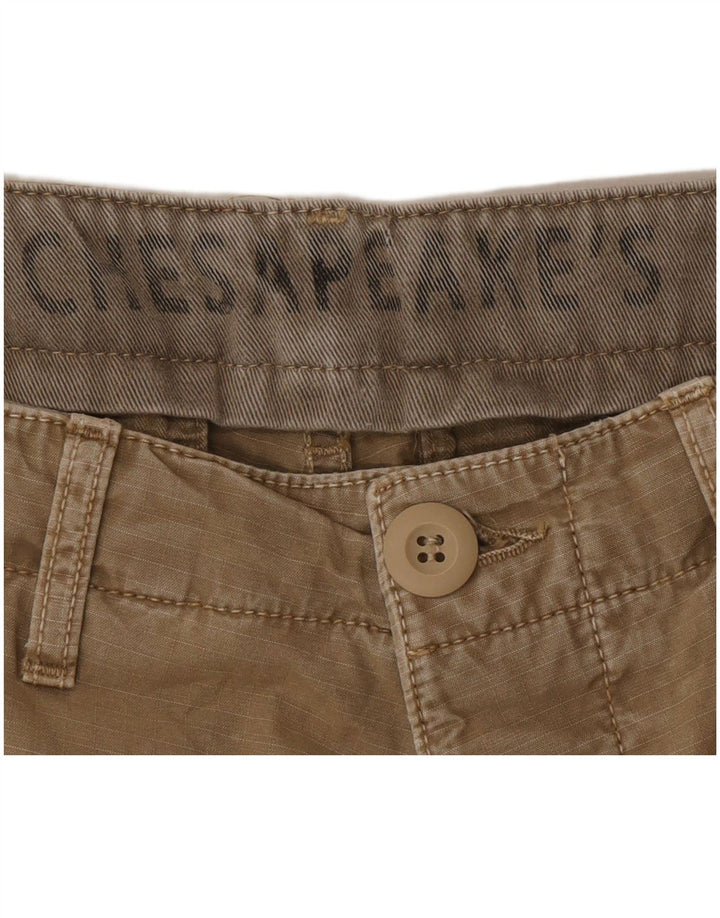 Vintage Herre Cargo Shorts W33 Medium Khaki Nålestribet Bomuld