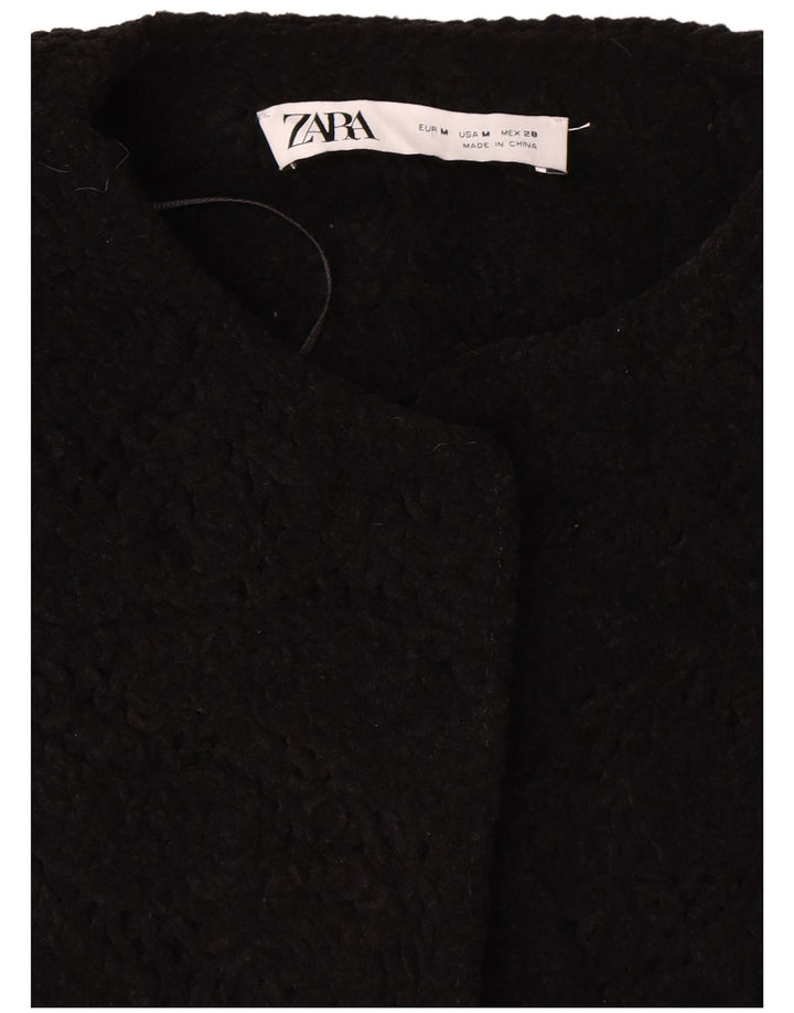 Zara Kortærmet Oversized Blazer Jakke UK 14 Medium Sort