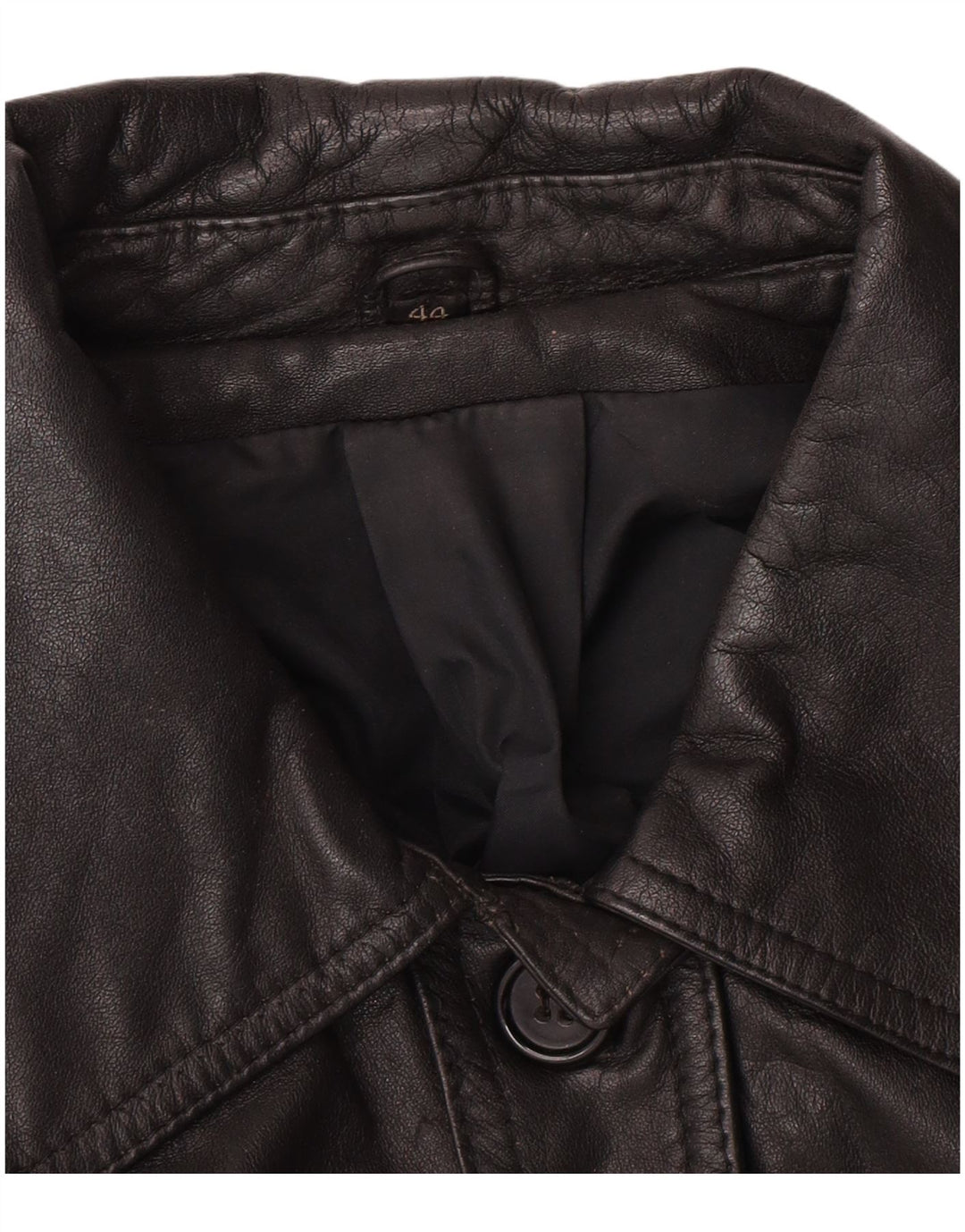 VINTAGE Womens Leather Jacket IT 44 Medium Black Leather
