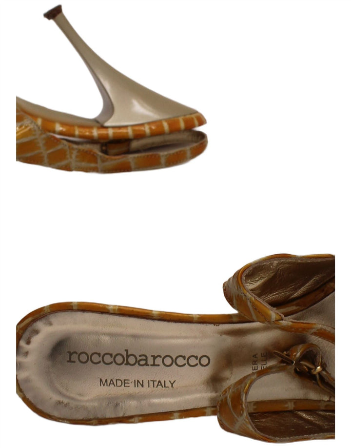 Roccobarocco Slingback hæle til kvinder UK Størrelse 5 Gul Animal Print Designer
