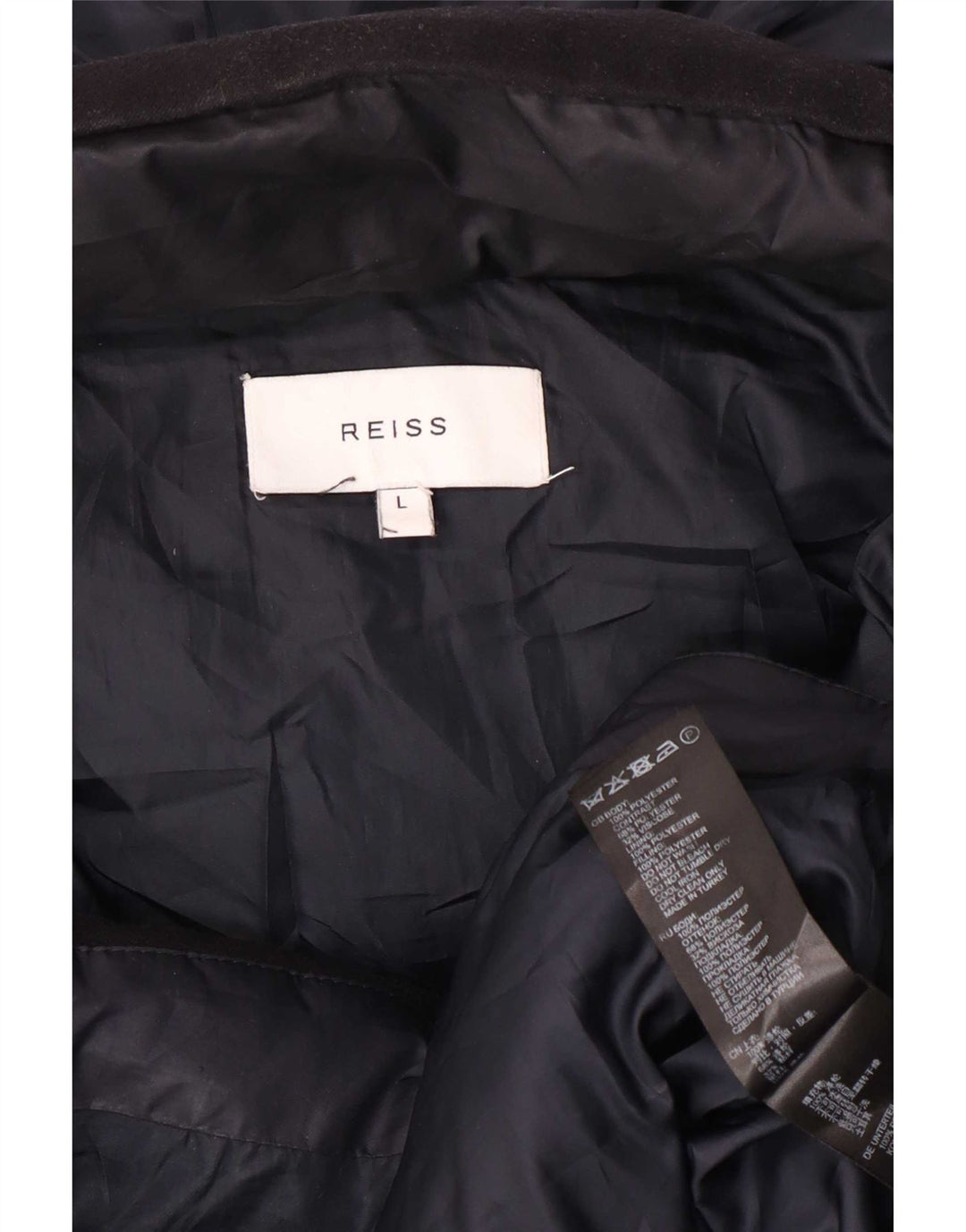 Reiss Herre hættepolstret jakke UK 40 Large Navy Blue Colourblock Polyester