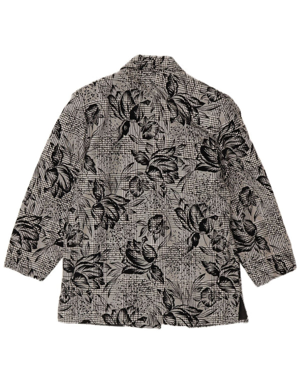 Vintage Dame 1 Knap Blazer Jacket UK 14 Medium Black Floral