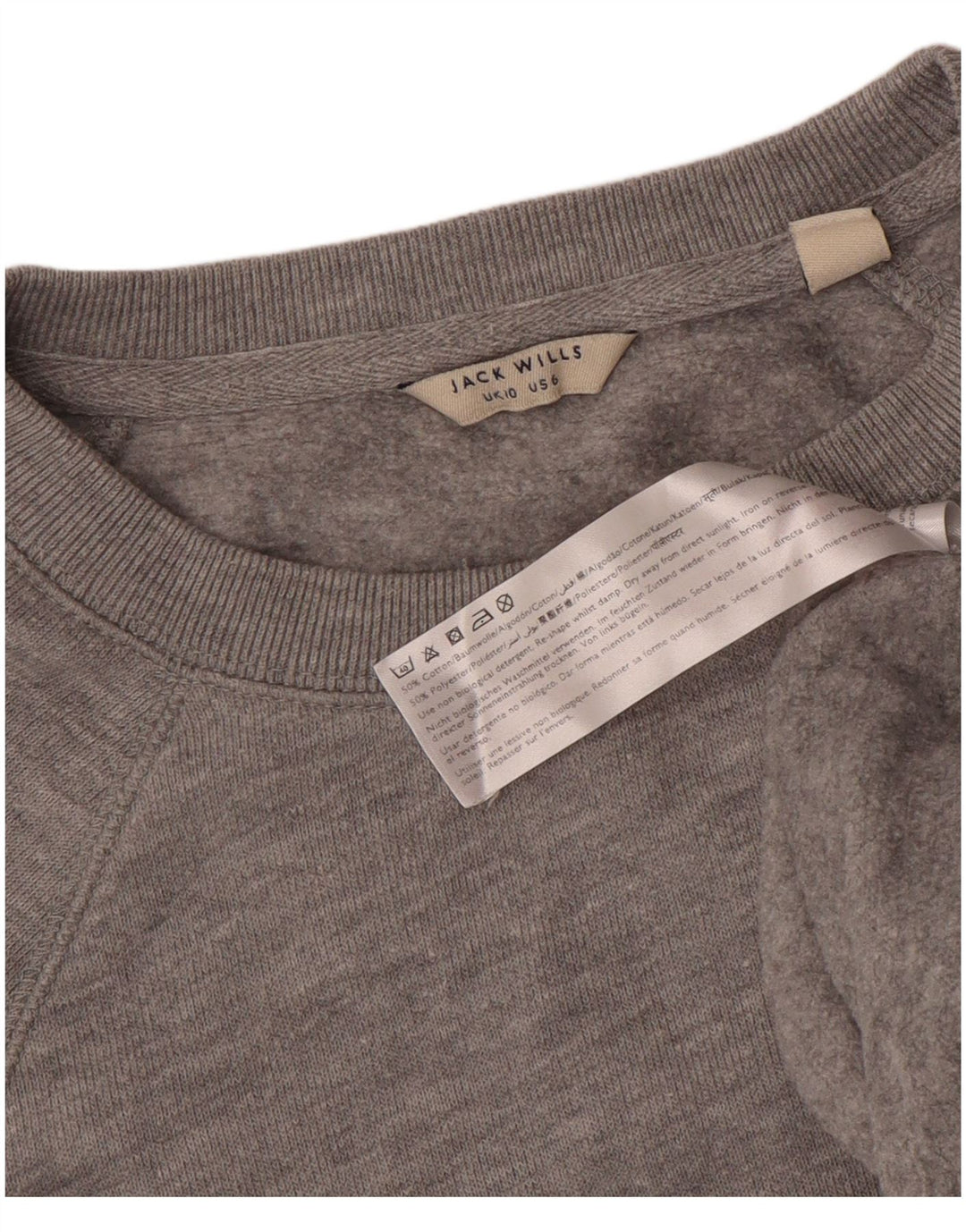 JACK WILLS Dame Sweatshirt Jumper UK 10 Small Grey Flecked Bomuld