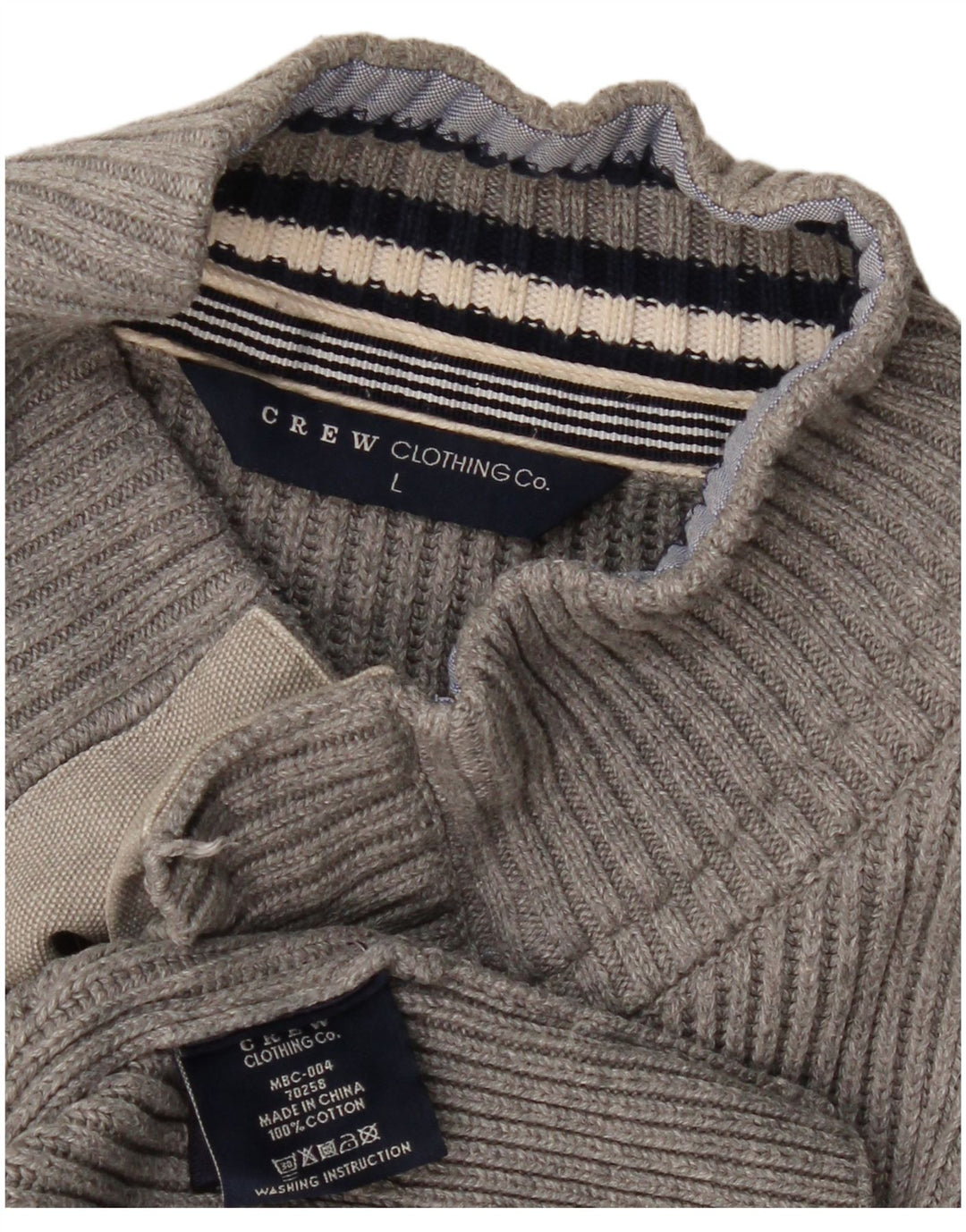 CREW TØJ Herre Button Neck Jumper Sweater Stor Grå Bomuld
