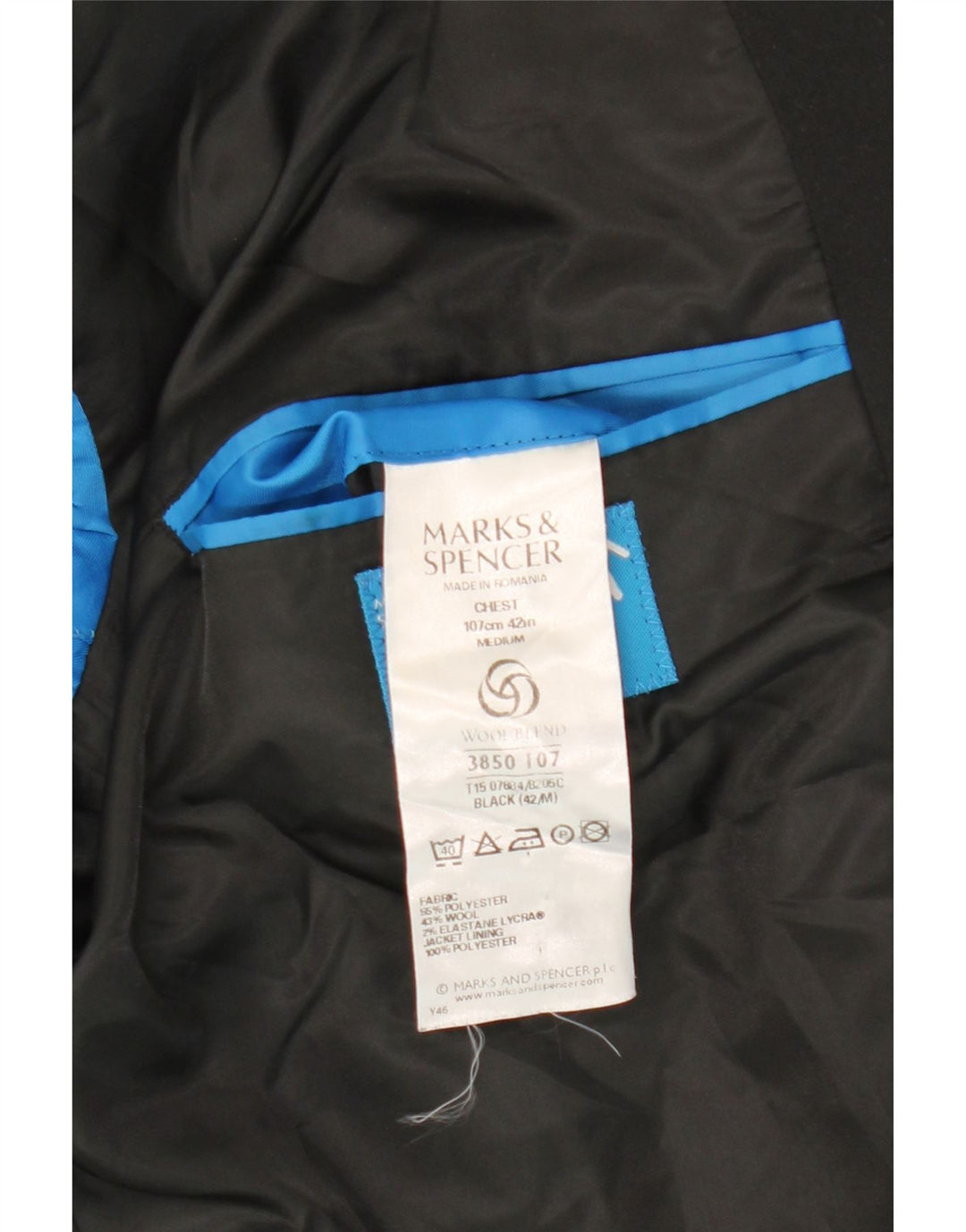 Marks & Spencer Herre 2-knaps blazerjakke UK 42 Stor sort polyester
