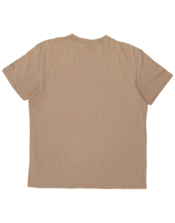 CALVIN KLEIN JEANS Herre T-Shirt Top Stor Beige Bomuld