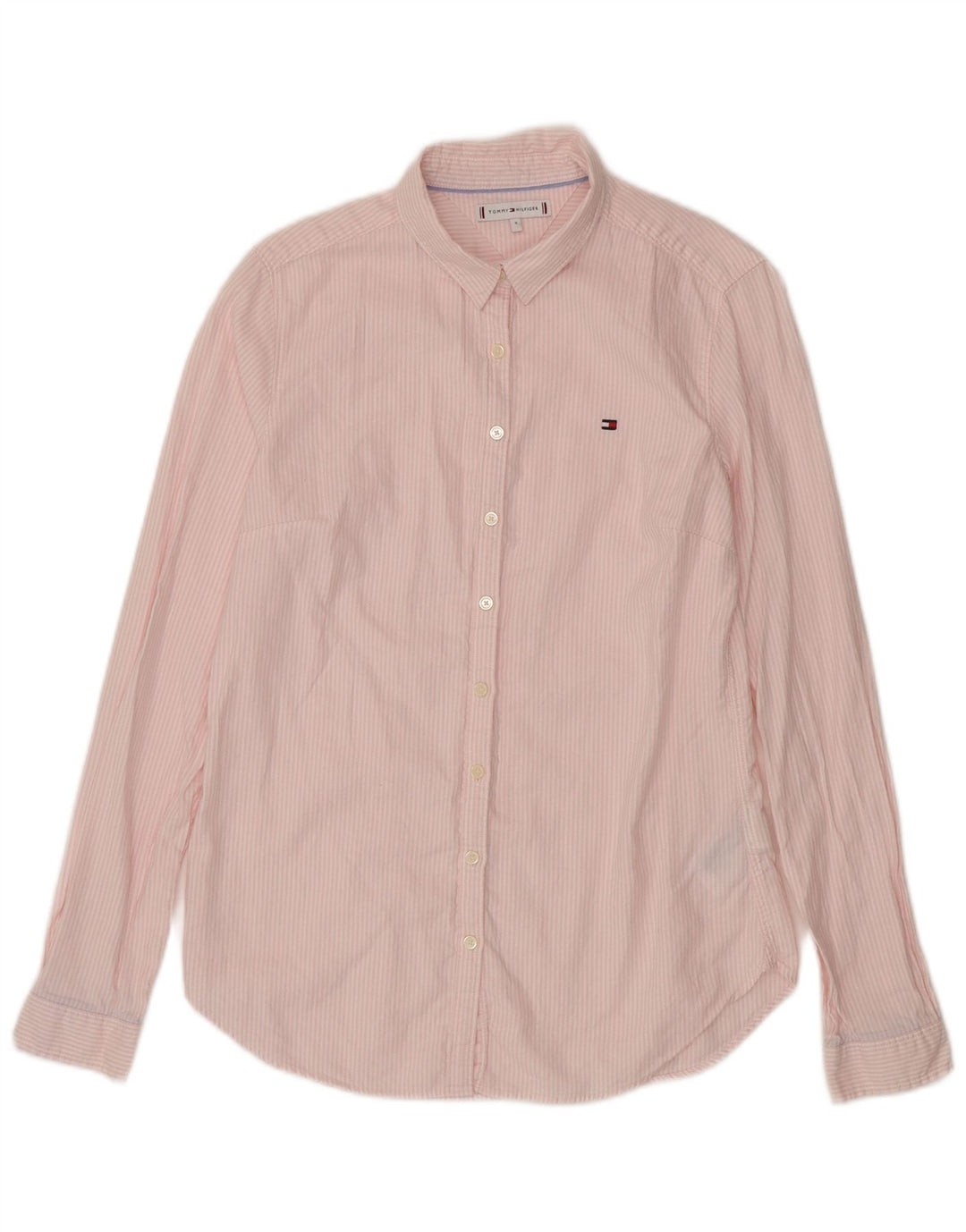 Tommy Hilfiger Dameskjorte US 8 Medium Pink Stribet Bomuld