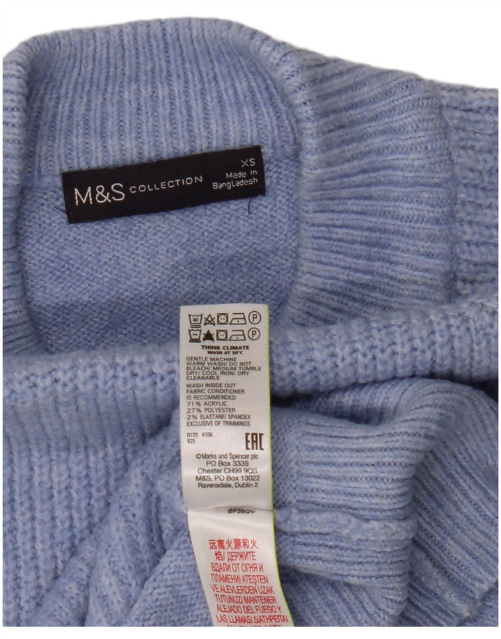 Marks & Spencer Dame Oversized Turtle Neck sweater UK 6 XS Blå