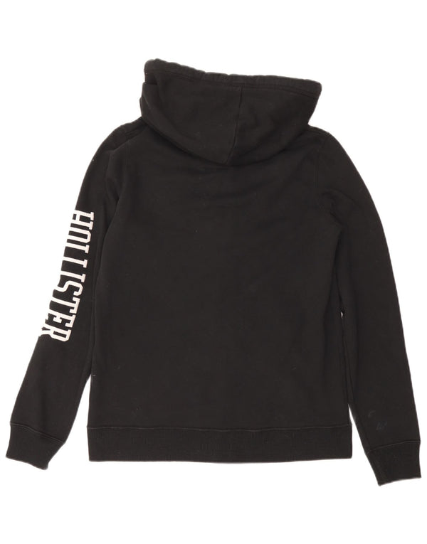 HOLLISTER Grafisk hættetrøje med lynlås til kvinder UK 12 Medium Sort bomuld