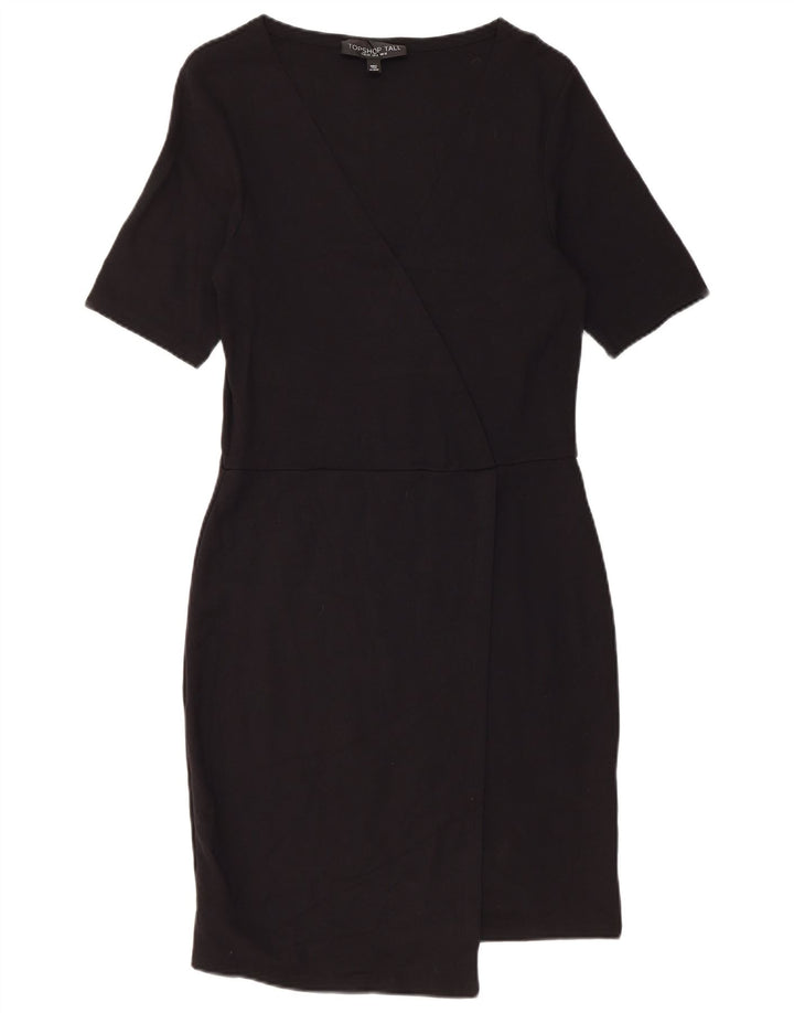 Topshop Womens Tall Bodycon Dress UK 12 Medium Black Viscose