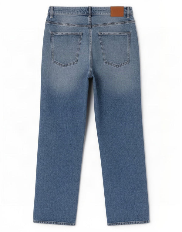 Zara Dame Straight Jeans EU 42 Large W32 L28 Blå Bomuld