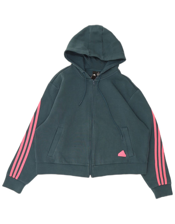 Adidas Dame Relaxed Fit Hættetrøje Sweater UK 10 Small Green Sports